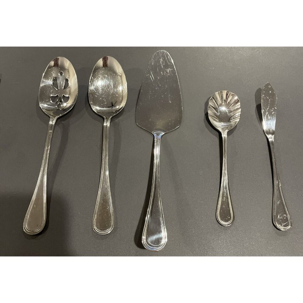 Wallace WAS159 Glossy Outline‎ 18/10 Stainless Serving Spoon Pie Sugar Set Of 5